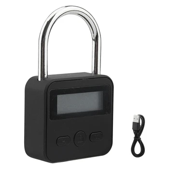 Металлический замок таймера, черный USB перезаряжаемый ЖК-дисплей, многофункциональный электронный замок таймера