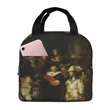 The Night Watch Rembrandt Портативная изолированная Оксфордская сумка для ланча, Многоразовый Ланч-бокс, органайзер для ланча, Термосумка-холодильник, сумка-тоут