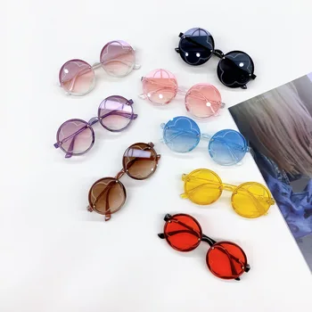 Модные детские солнцезащитные очки в круглой оправе ярких цветов в стиле ретро, новая персонализированная мода на очки милой формы для уличных съемок