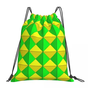Зеленые и желтые рюкзаки с треугольным дизайном в стиле ретро, модные портативные сумки на шнурке, обувь с завязками, сумки для книг