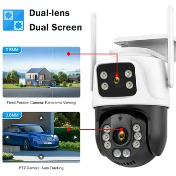 Защита безопасности Наружное 360-градусное Wi-Fi видеонаблюдение IP 8MP 4K Беспроводное видеонаблюдение iCSee для камер умного дома Alexa 1