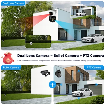 Защита безопасности Наружное 360-градусное Wi-Fi видеонаблюдение IP 8MP 4K Беспроводное видеонаблюдение iCSee для камер умного дома Alexa 2
