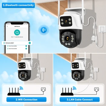 Защита безопасности Наружное 360-градусное Wi-Fi видеонаблюдение IP 8MP 4K Беспроводное видеонаблюдение iCSee для камер умного дома Alexa 4